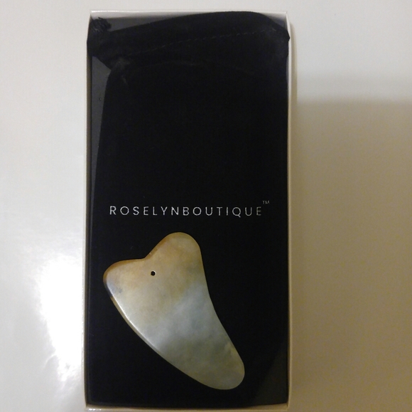 Jade Facial Roller w Gua Sha Scraper Skin Massager - Picture 2 of 10